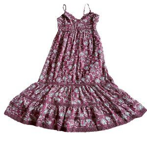 Dizzy Lizzy Floral Print Dress Midi Length Lace Spaghetti Strap Size Medium